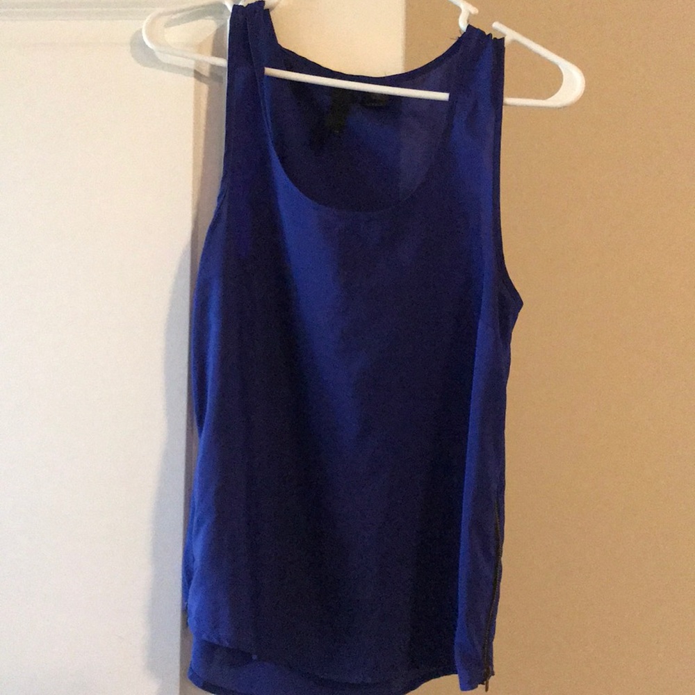 Blue silk like tank